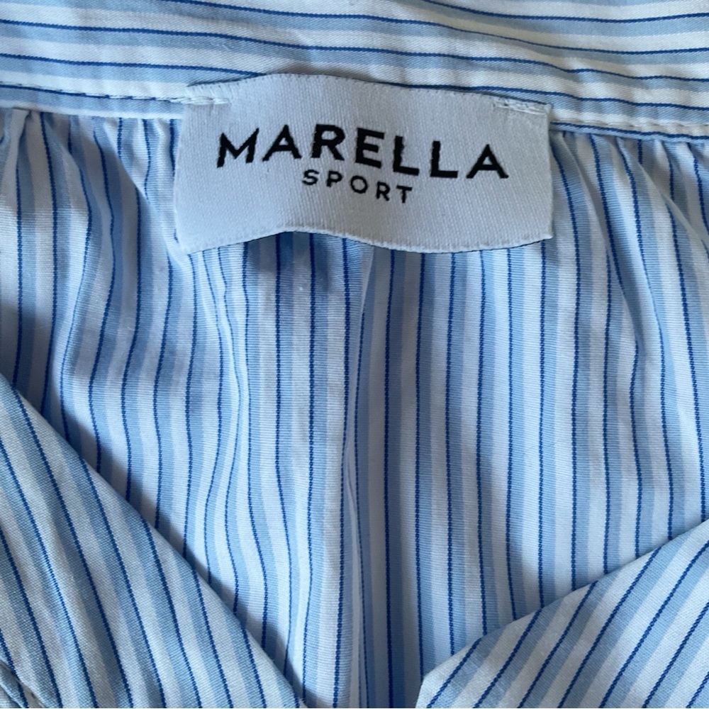 Marella Sport Max Mara Blue & White Stripe Cotton Blouse Size 12 - Picture 6 of 8
